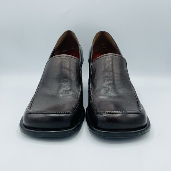 Nine West Shoes Womens Size 10 M Brown Leather Kinetic Chunky Heels Y2K Square - Picture 4 of 11